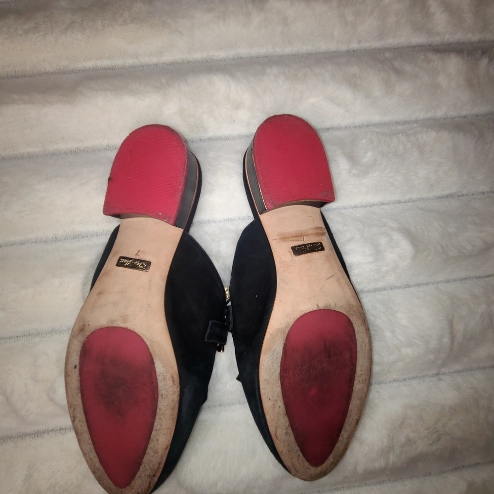 Gold and Black Mules with Metal Accent CLAIRE FLOWERS Jayme in Black Leather - Picture 7 of 8